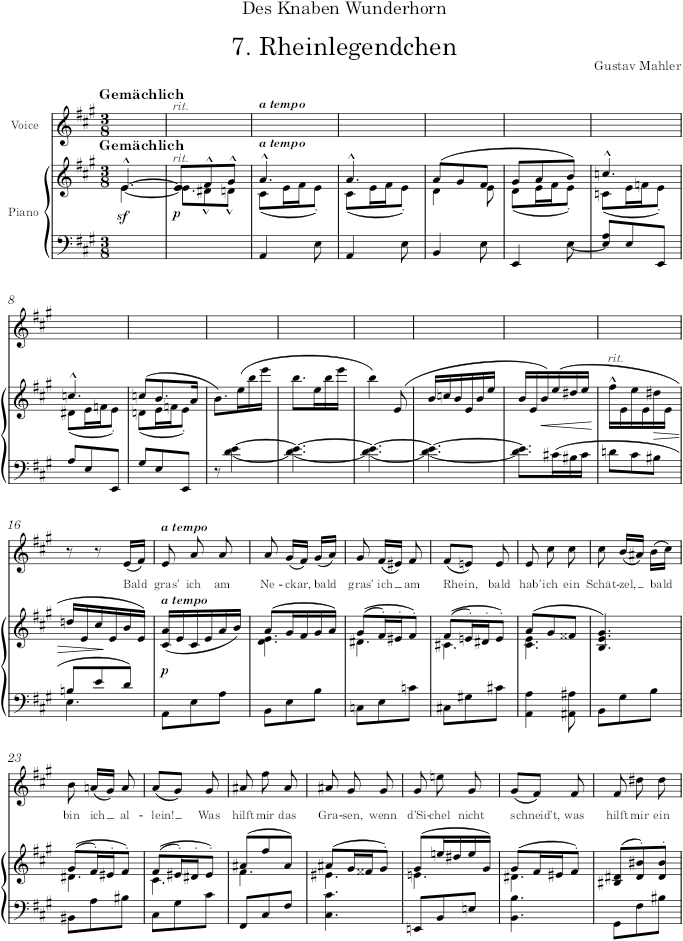 Rheinlegendchen (Des Knaben Wunderhorn) - Mahler — first page preview