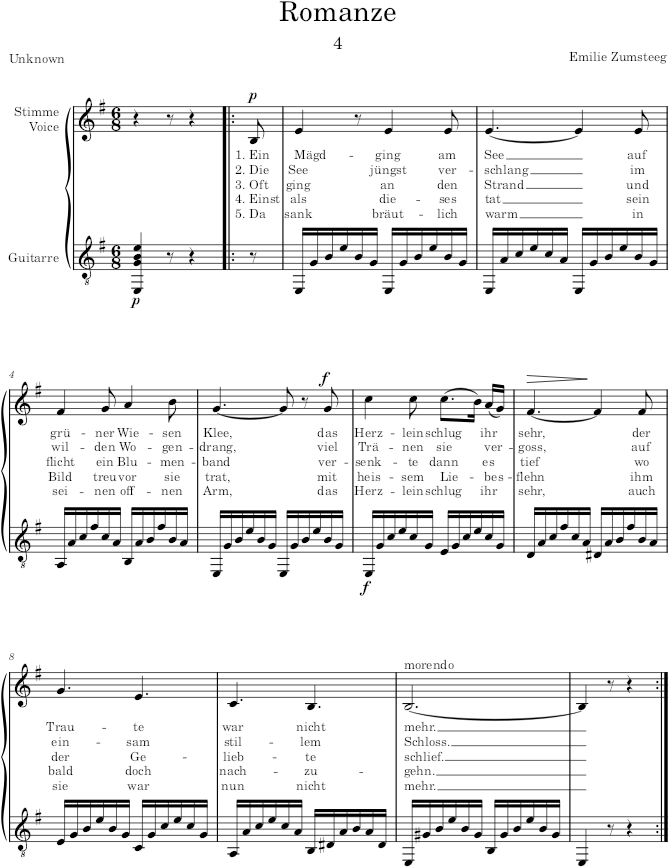 Romanze (5 Lieder) - Zumsteeg — first page preview