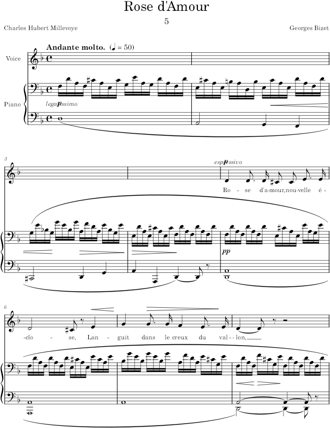 Rose d’Amour (Feuilles d’album) - Bizet — first page preview