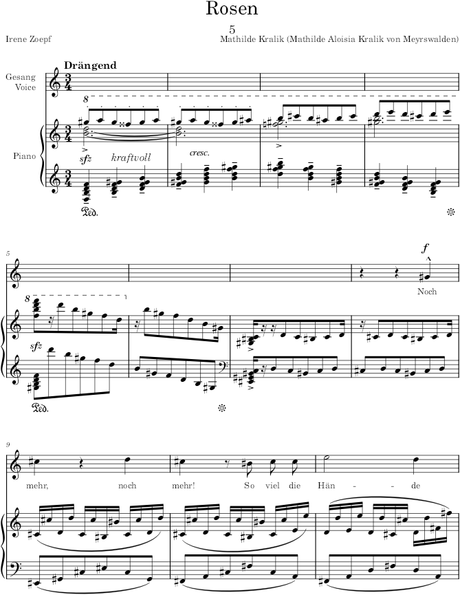 Rosen (Blumenlieder) - Kralik — first page preview