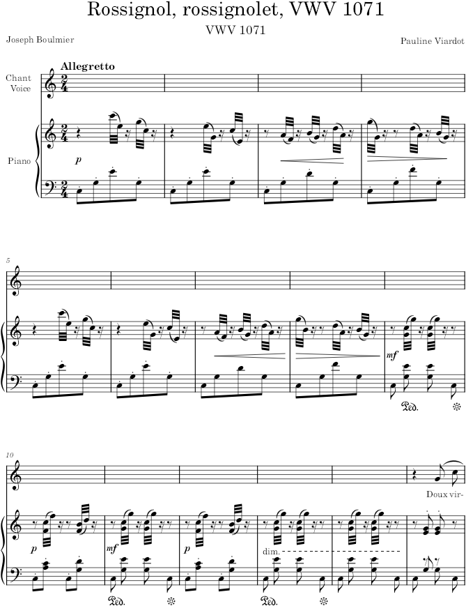 Rossignol, rossignolet, VWV 1071 - Viardot — first page preview