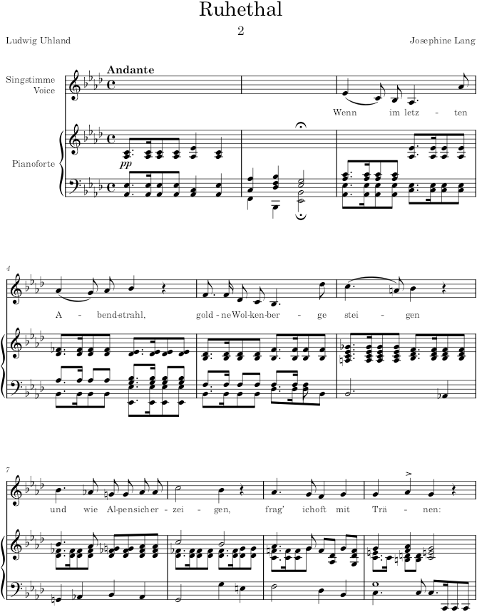 Ruhethal (6 Deutsche Lieder, Op.11) - Lang — first page preview