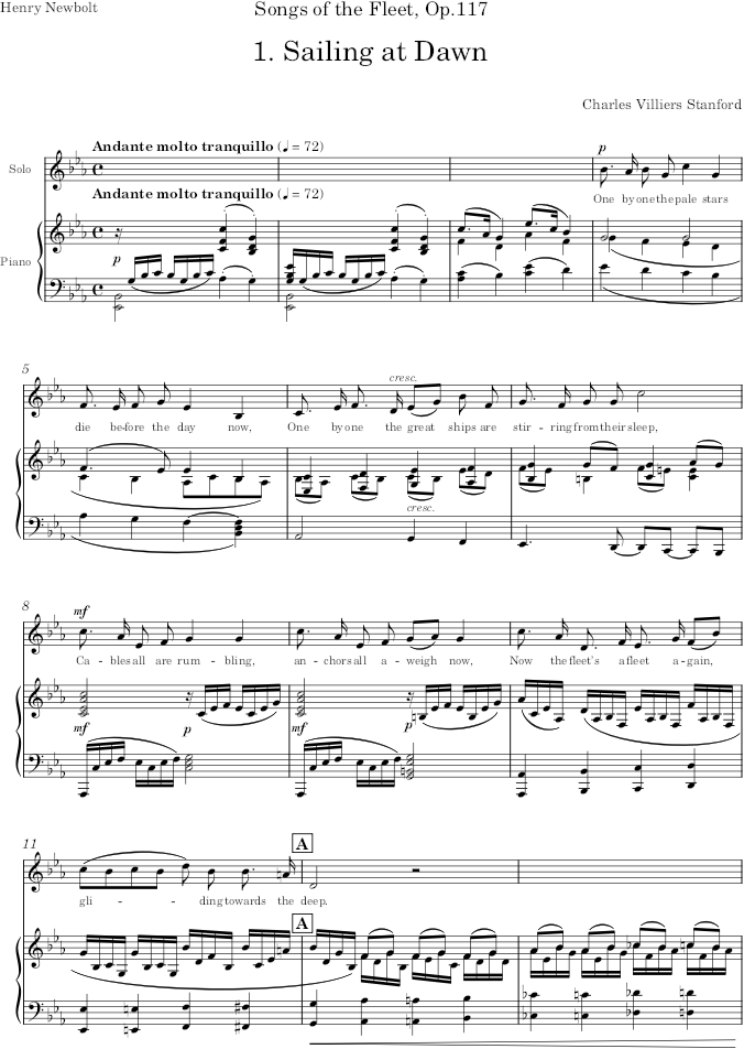 Sailing at Dawn (Songs of the Fleet (Piano)) - Stanford — first page preview