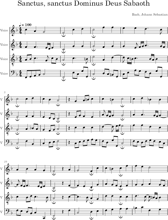 Sanctus, sanctus Dominus Deus Sabaoth, BWV 325 - Bach — first page preview