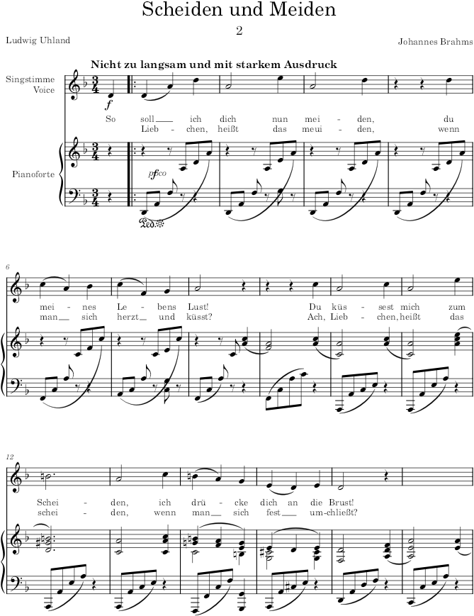 Scheiden und Meiden (5 Poems, Op.19) - Brahms — first page preview
