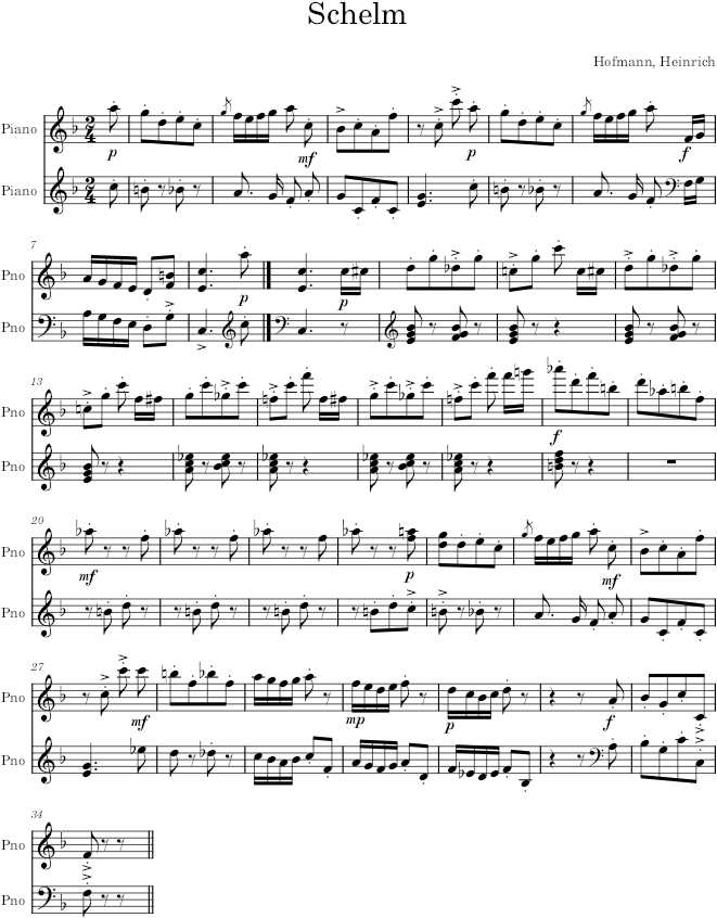 Schelm (Rogue), op. 77, no. 1 - Hofmann — first page preview