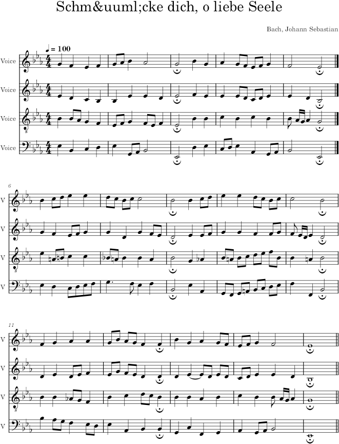 Schmücke dich, o liebe Seele, BWV 180/7 - Bach — first page preview