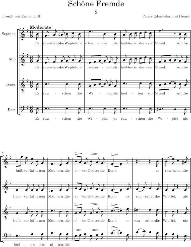 Schöne Fremde (Gartenlieder, Op.3) - Hensel — first page preview