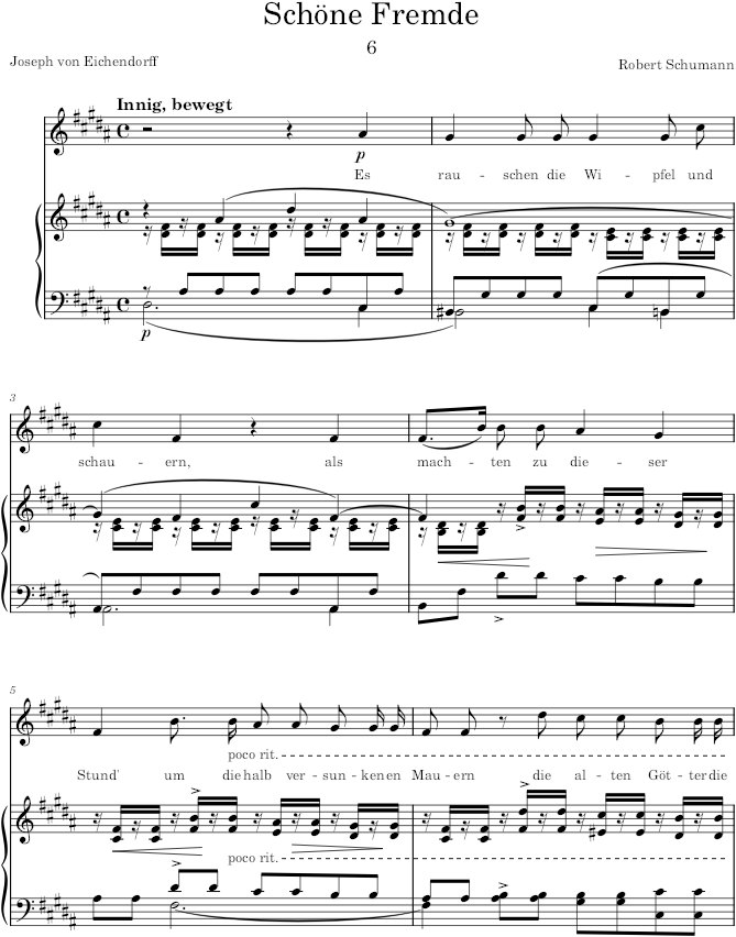 Schöne Fremde (Liederkreis, Op.39) - Schumann — first page preview