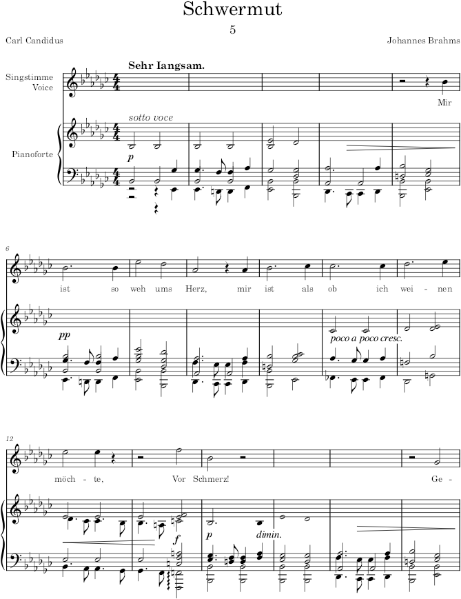 Schwermut (8 Lieder und Gesänge, Op.58) - Brahms — first page preview