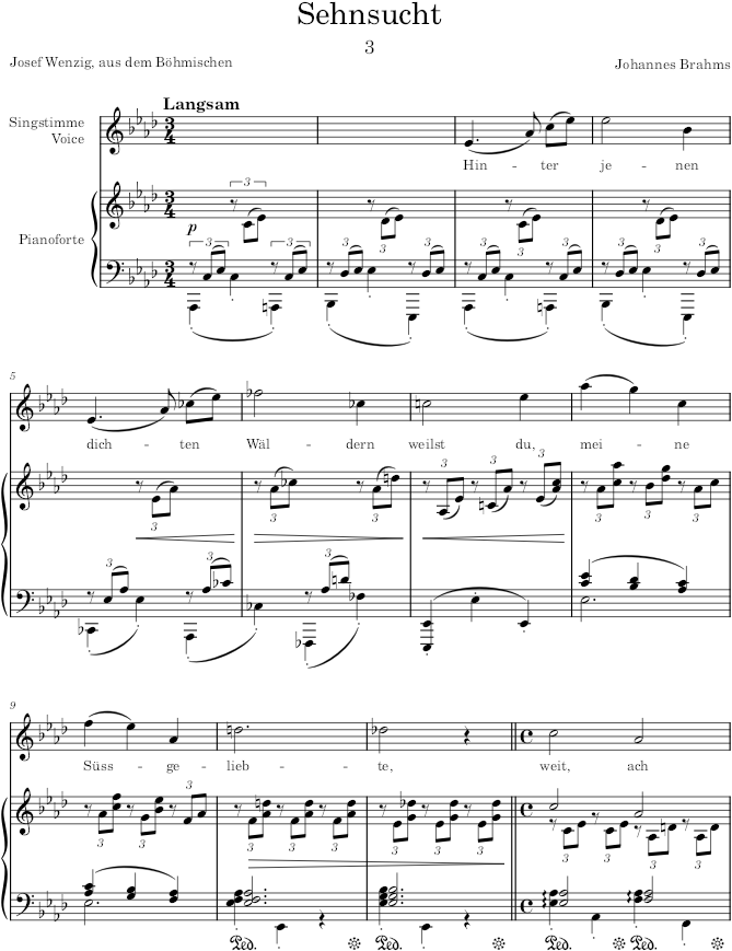 Sehnsucht (5 Lieder, Op.49) - Brahms — first page preview