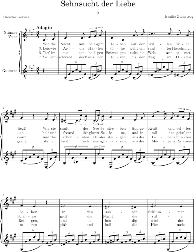 Sehnsucht der Liebe (5 Lieder) - Zumsteeg — first page preview