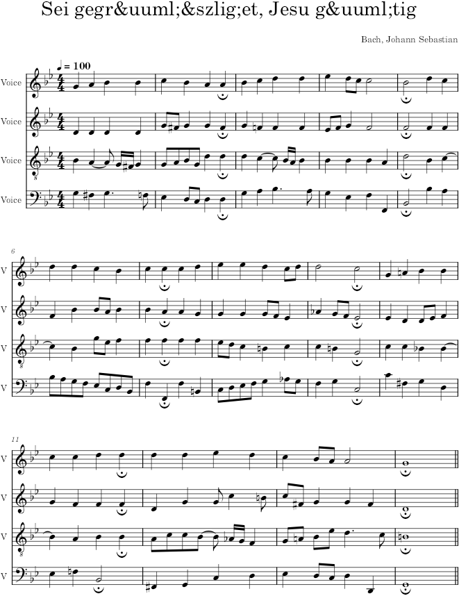Sei gegrüßet, Jesu gütig, BWV 410 - Bach — first page preview