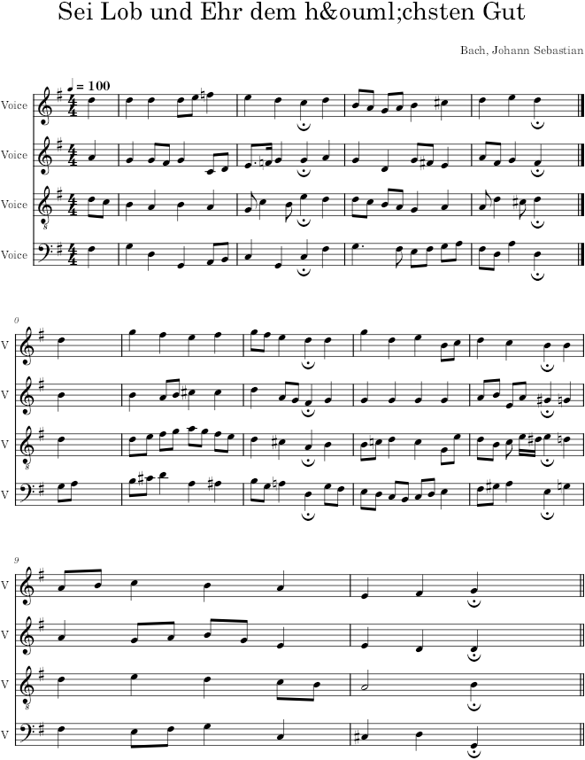 Sei Lob und Ehr dem höchsten Gut, BWV 117/4 - Bach — first page preview