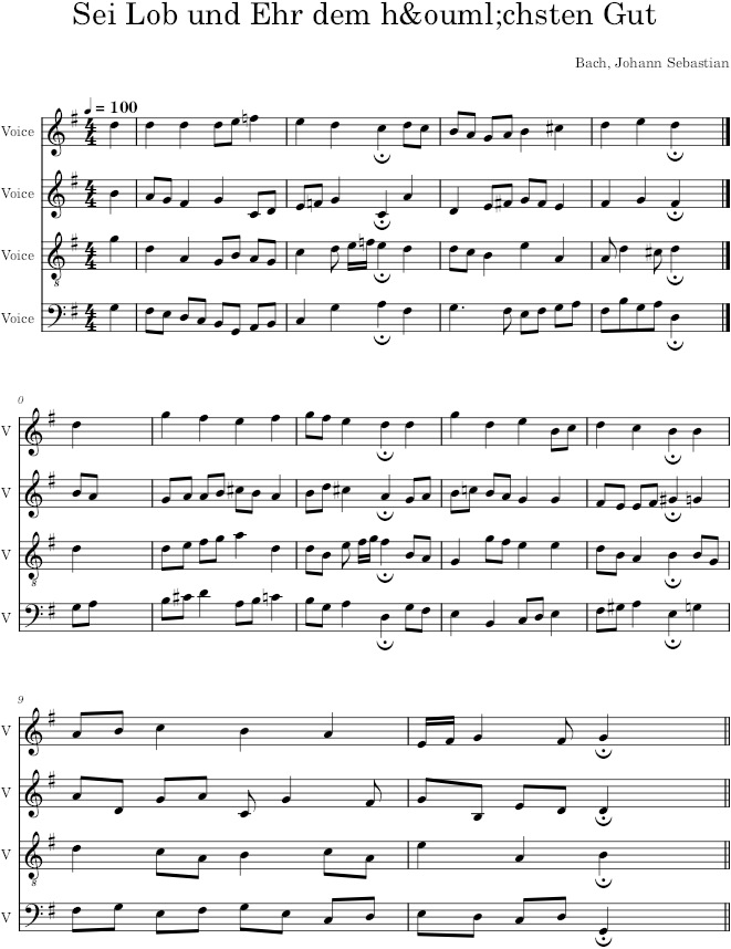 Sei Lob und Ehr dem höchsten Gut, BWV 251 - Bach — first page preview