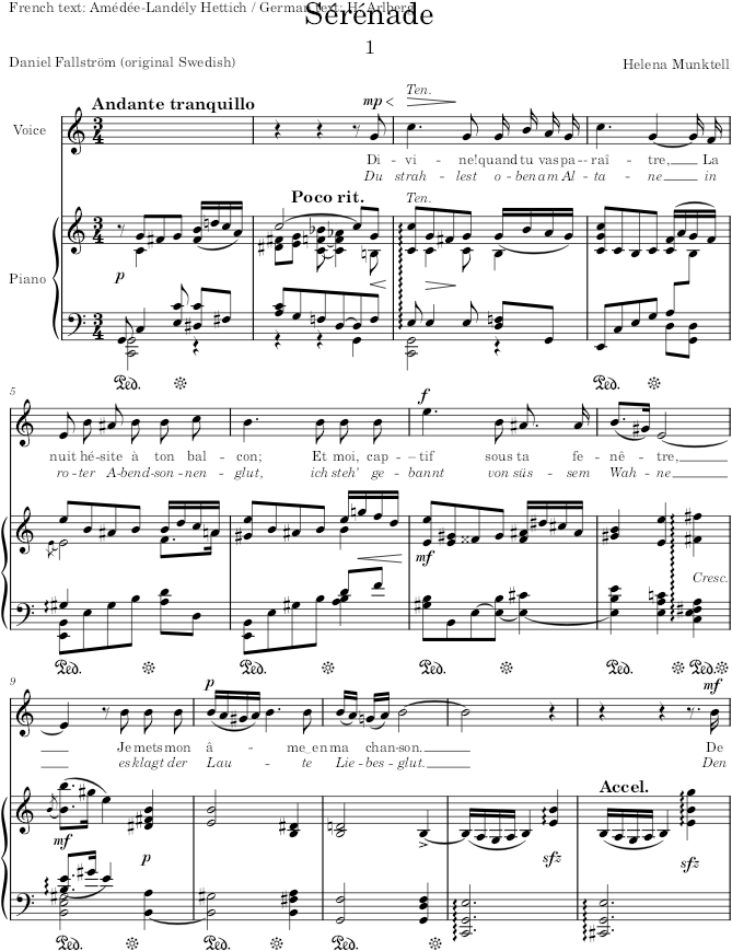 Sérénade (10 Songs) - Munktell — first page preview
