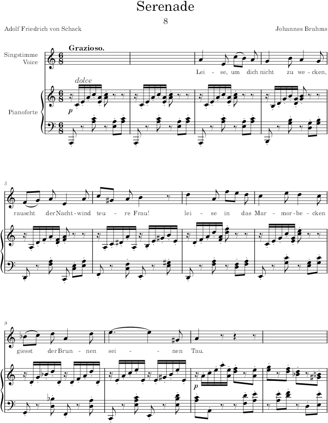 Serenade (8 Lieder und Gesänge, Op.58) - Brahms — first page preview