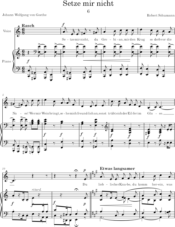 Setze mir nicht (Myrthen, Op.25) - Schumann — first page preview