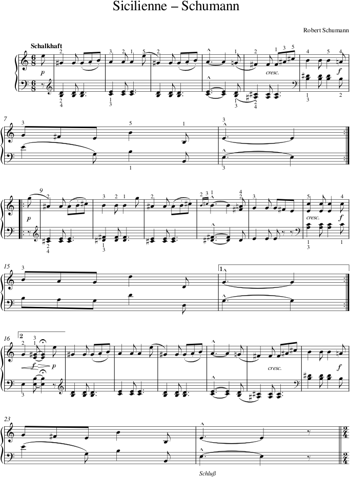 Sicilienne – Schumann — first page preview