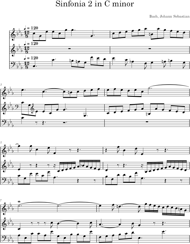 Sinfonia No. 2 in C Minor, BWV 788 - Bach — first page preview