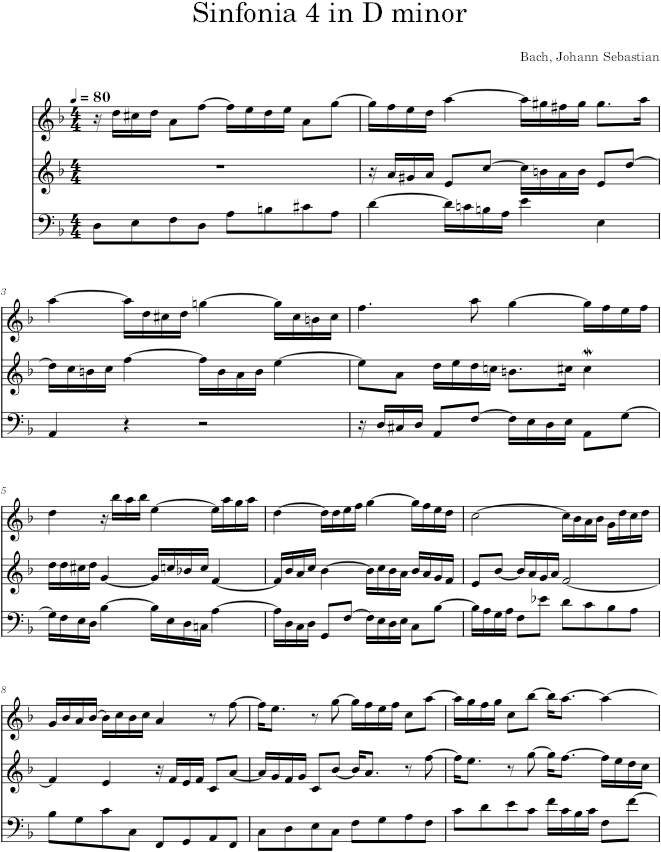 Sinfonia No. 4 in D Minor, BWV 790 - Bach — first page preview