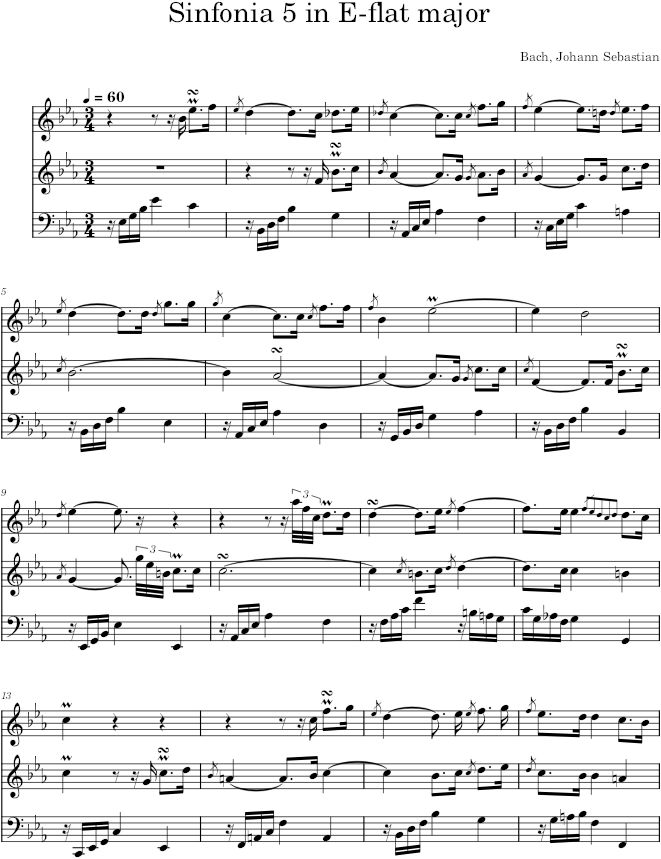 Sinfonia No. 5 in E-flat Major, BWV 791 - Bach — first page preview