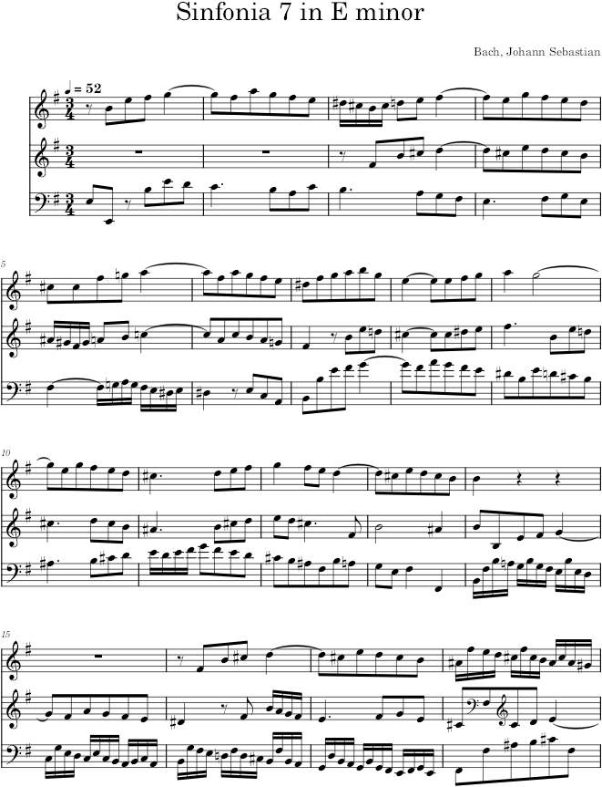 Sinfonia No. 7 in E Minor, BWV 793 - Bach — first page preview