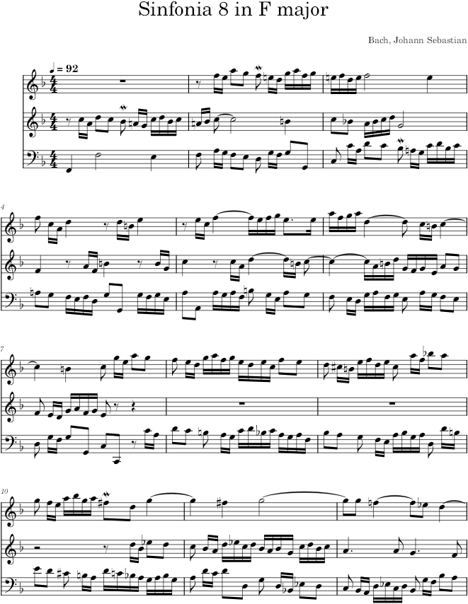 Sinfonia No. 8 in F Major, BWV 794 - Bach — first page preview