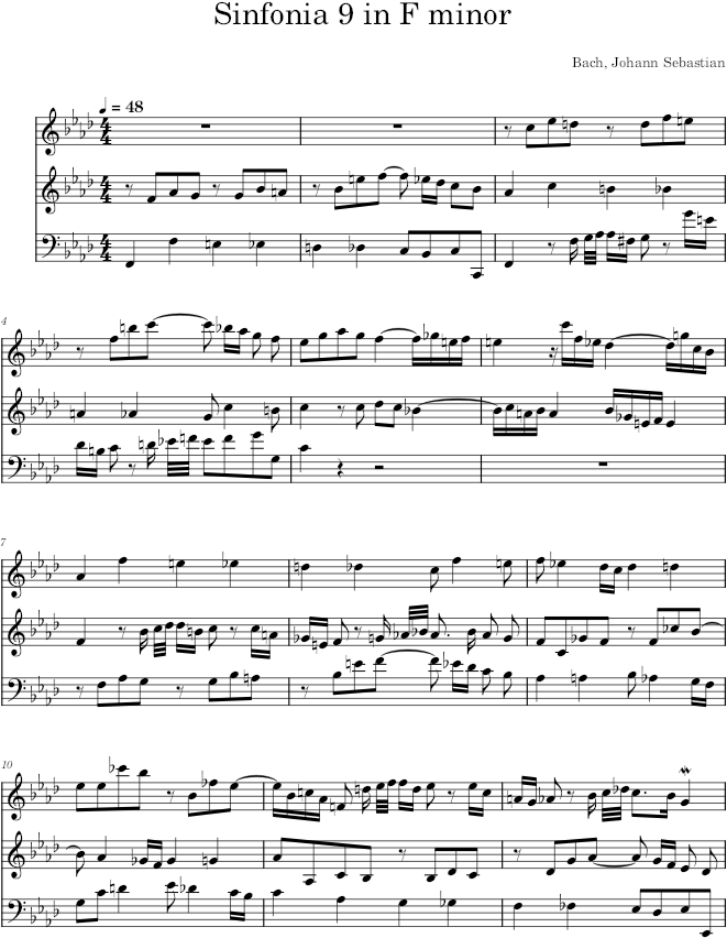 Sinfonia No. 9 in F Minor, BWV 795 - Bach — first page preview