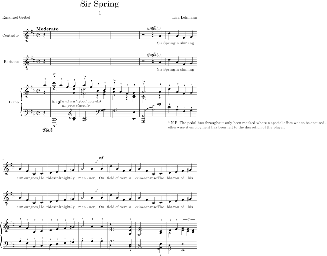 Sir Spring (Songs of Love and Spring) - Lehmann — first page preview
