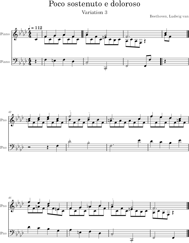Six Variations on a Swiss Song, WO 64, Variation 3 - Beethoven — first page preview
