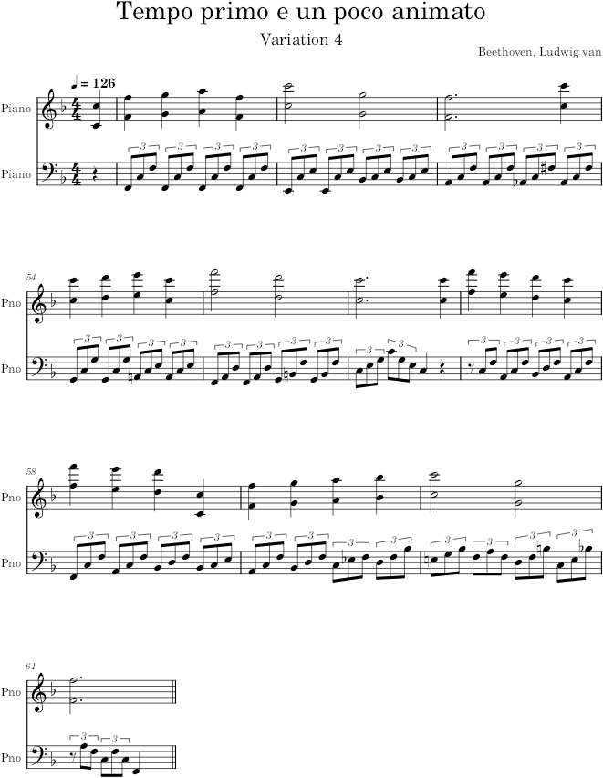 Six Variations on a Swiss Song, WO 64, Variation 4 - Beethoven — first page preview