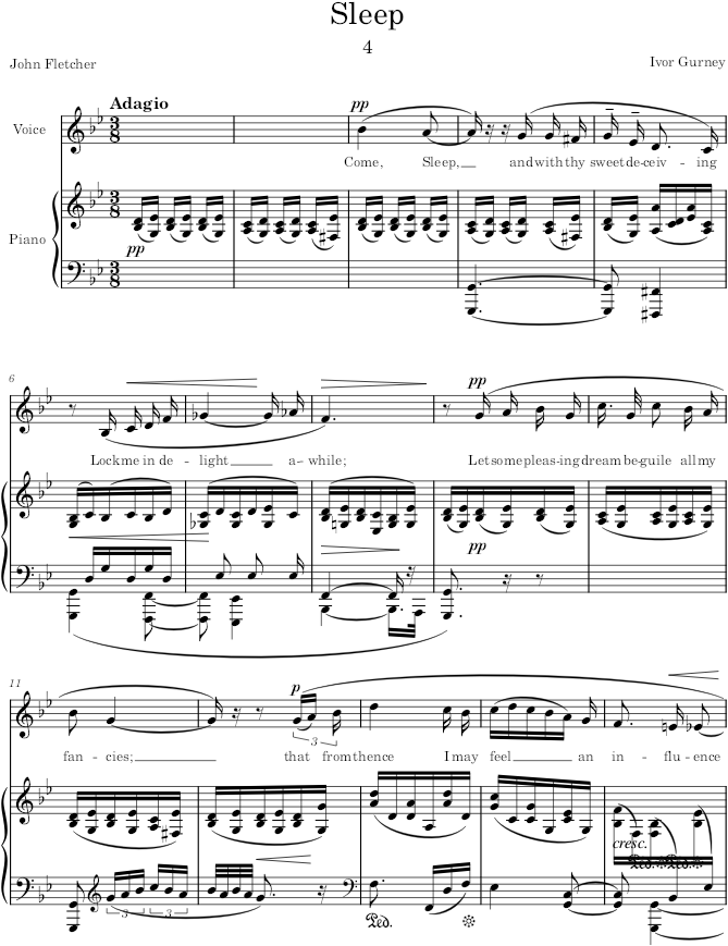 Sleep (5 Elizabethan Songs) - Gurney — first page preview