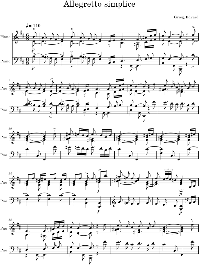 Solitary traveller (Lyric Pieces, Op. 43, No. 2) - Grieg — first page preview