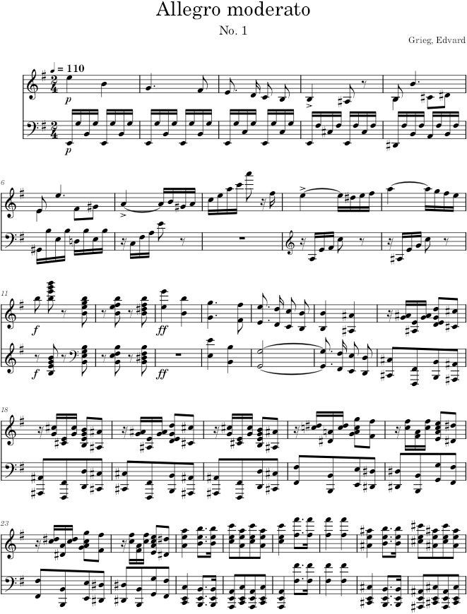 Sonata in E minor, Op. 7 - Grieg — first page preview