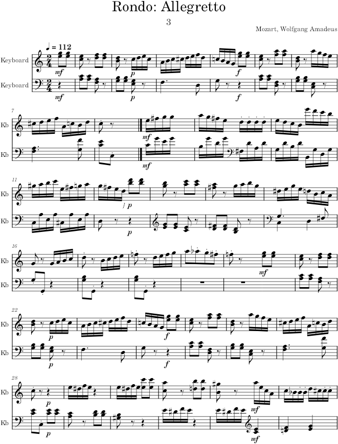Sonata No. 15 in C major - Mozart — first page preview