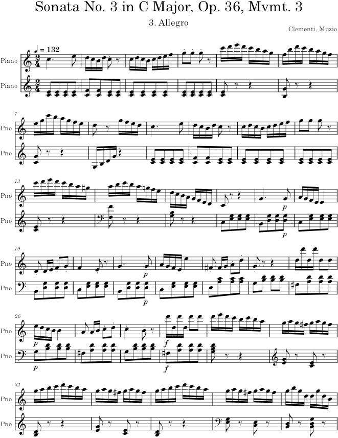 Sonatina No. 3 in C Major, Op. 36, Mvmt. 3 - Clementi — first page preview