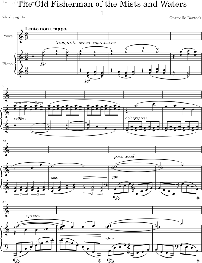 Songs from the Chinese Poets, 1st Series (Songs from the Chinese Poets) - Bantock — first page preview