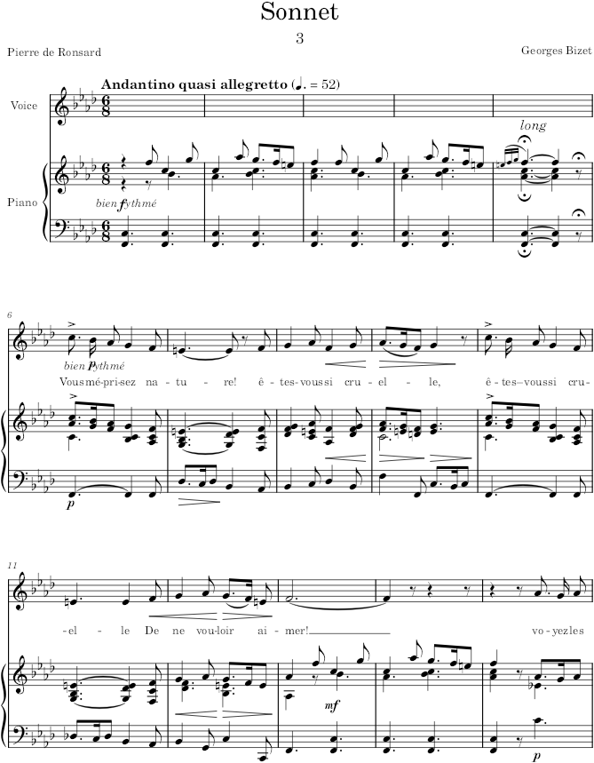 Sonnet (Feuilles d’album) - Bizet — first page preview