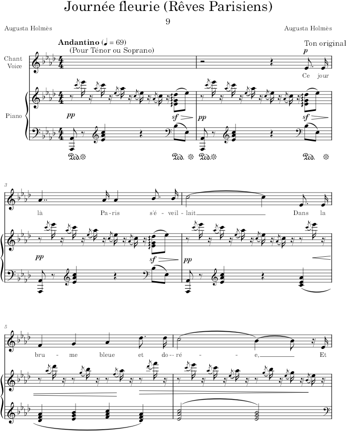 Souvenir (Mélodies pour piano et chant) - Holmès — first page preview
