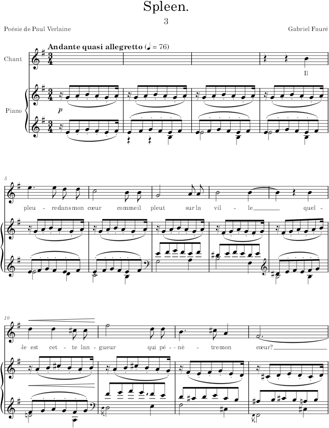 Spleen (4 Songs, Op.51) - Fauré — first page preview