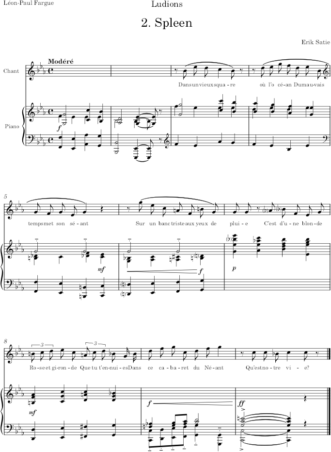 Spleen (Ludions) - Satie — first page preview