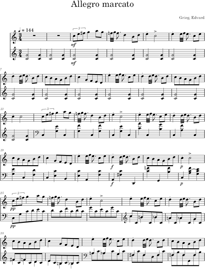 Spring Dance (Norwegian Folksongs and Dances, Op. 17, No. 1) - Grieg — first page preview