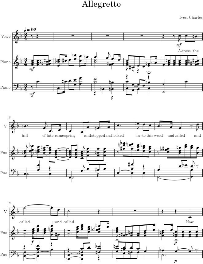 Spring Song (114 Songs, No. 65) - Ives — first page preview