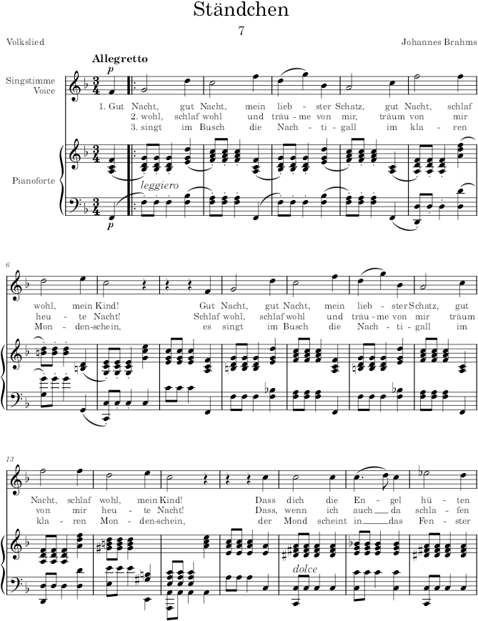 Ständchen (8 Lieder and Romances, Op.14) - Brahms — first page preview