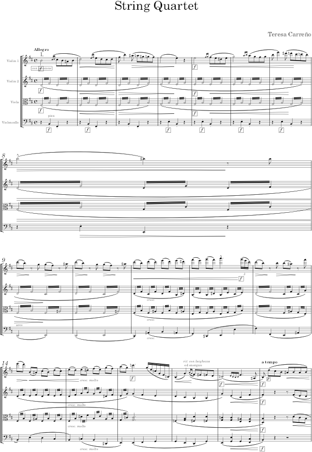 String Quartet - Carreño — first page preview