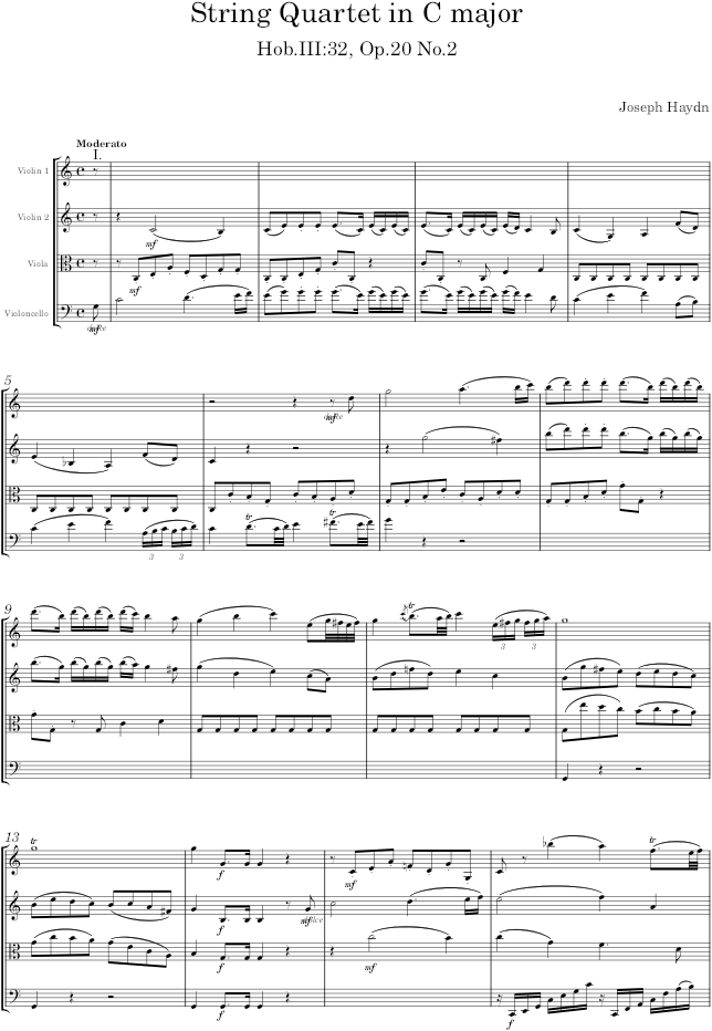 String Quartet in C major, Hob.III:32, Op.20 No.2 - Haydn — first page preview