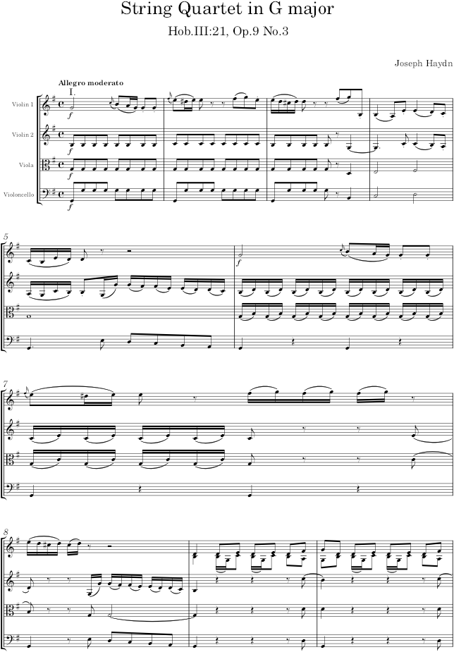 String Quartet in G major, Hob.III:21, Op.9 No.3 - Haydn — first page preview