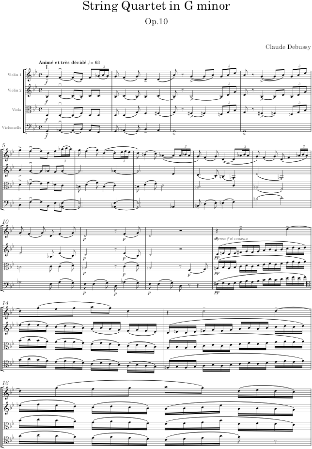 String Quartet in G minor, Op.10 - Debussy — first page preview