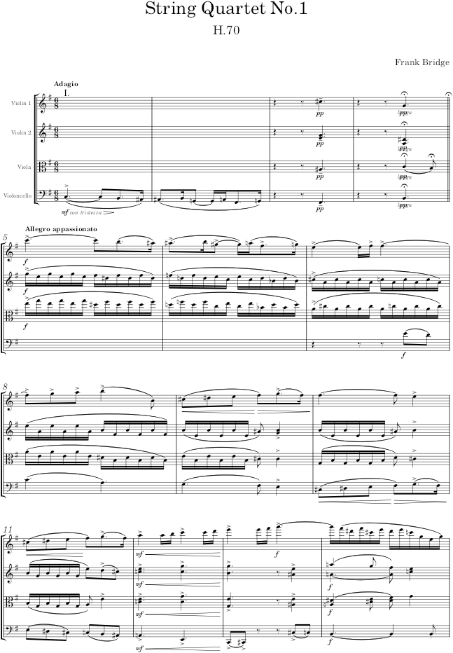 String Quartet No.1, H.70 - Bridge — first page preview